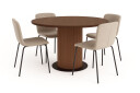 Bark Noira Lite Rundt Spisebord Valnøtt 120 cm med 4 Katy Spisestoler   Brun / Greige Bouclé / Metallben Svart