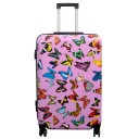 Borg Living Stor koffert - Hardcase koffert med motiv - Rosa med sommerfugltrykk - Eksklusiv lettvekt koffert