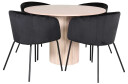 Venture Design Bianca & Berit spisegruppe Svart/whitewash 4 stoler & bord 110 cm
