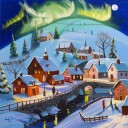 Winter Wonderland Village Under the Northern Lights Plakater Plakat / 30x30cm