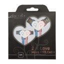 DACOTA PLATINUM MICROUSB KABEL 2X LOVE 1M BLÅ/ROSA