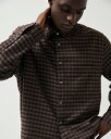 Garment Project Relaxed Ls Shirt   Brown Check   BROWN   XL