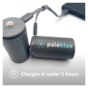 Pale Blue 5000mAh Oppladbare D Batterier 2-pack med Ladekabel