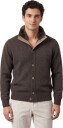 Gran Sasso Cardigan button cashmere with faux fur neck 50 brun herre