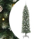  Kunstig Slankt Jule Tre med 300 LED Grønn og hvit 210 cm