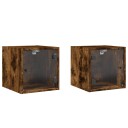  Nattbord med glassdører 2 stk røkt eik 35x37x35 cm 8721012214217