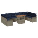 vidaXL Hagesofa Set 9 stk. Grå Poly rattan
