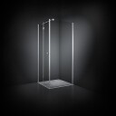 Dansani Match dusjhjørne, dør og vegg, 77x77 cm, klart glass, satin profil