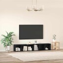  TV benksett 2 pcs Svart Eik Konstruert tre