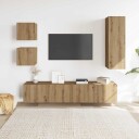  TV-skapsett 5 deler veggmontert artisan eik konstruert tre 8721158760128