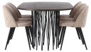 Venture Design Stone oval & Velvet spisegruppe Beige/mokka 6 stoler & bord 220 x 100 cm