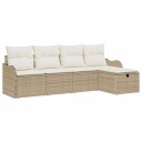  Hagesofa Set 5 pcs beige og krem 231 x 117 x 85 cm Poly rattan