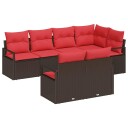 vidaXL Sofa sett 7 stk. Brun polyrotting