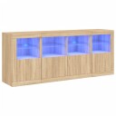 vidaXL Skjenk med LED-lys sonoma eik 163x37x67 cm