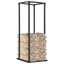 Vedstativ med base svart 37x37x113 cm stål