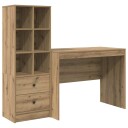  Skrivebord med lagring 2 pcs artisan eik 100 x 50 x 76 cm