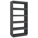 vidaXL Bokhylle/romdeler gr? 80x35x167 cm heltre furu