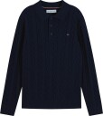 Tommy Hilfiger Cotton Cable Polo Sweater   Navy   176