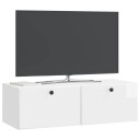  Vegghengt TV skap 98 x 41 x 30 cm Høgglans hvit Konstruert tre
