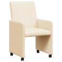  Spisebordsstoler med hjul 2 pcs Krem 57 x 66 x 94 cm Kordfløyel