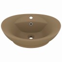 vidaXL Luksuriøs servant med overløp oval matt krem 58,5x39cm keramisk