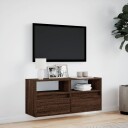  Vegghengt TV-benk med LED brun eik 100x31x45 cm 852340