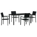 4 delt Hage Spise Set Svart Poly Rattan