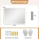 LED baderomsspeil 3 fargers lys antidugg 80x60 cm