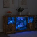 vidaXL Skjenk med LED-lys røkt eik 142,5x37x67 cm