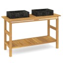  Baderomshylle med svarte marmorvasker heltre teak