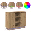  Nattbord med LED Håndlaget Eik 90x32x75 cm Konstruert Tre