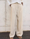 Mango Wide Leg Pleated Trousers - Beige - 40