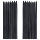  Gardiner med gardiner 2 pcs Mørke grå 140 x 225 cm Fløyel