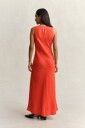 GANT Linen Bias Cut Midi Dress   Red   34