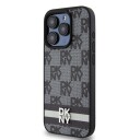 DKNY skinnveske med rutete ensfarget mønster og trykte striper iPhone 15 Pro-etui - svart