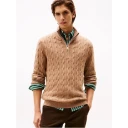 Tommy Hilfiger Lambswool Cable Zip Mk   Brown   L