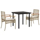  Hagespisegruppe med puter 3 deler beige polyrotting