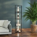 Sort LED gulvlampe med hyller 24W E27