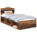  Sengestamme med hodegjerde Gammelt tre 90 x 200 cm Massiv furu