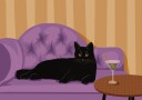 Black Cat with Martini Plakat Plakat / 40x50cm