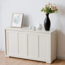Skjenk kjøkkenskap sideskap med skyvedører hvit/brun 106,5 x 33 x 60 cm Beige