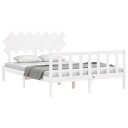 vidaXL Sengeramme med hodegavl hvit 140x190 cm heltre