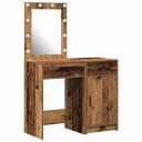  2 delt sminkebordsett med LED i gammel tre finish