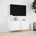  Vegghengt TV-benk med LED hvit 80x31x35 cm 852257