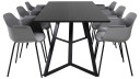 Venture Design Marina & Comfort spisegruppe Svart/grå 6 st stoler & bord 180 x 90 cm