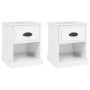 vidaXL Nattbord 2 stk høyglans hvit 39x39x47,5 cm konstruert tre