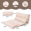 Justerbar gulvsovesofa med puter – beige sammenleggbar design