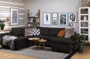 Crazy 4 seters Venstrevendt U formet Large Sofa med Divan og Sjeselong i Stoff   Mørk grå