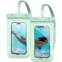 Spigen A601 Universell Vanntett Deksel - 2 Pack - Grønn / Gjennomsiktig (Maks. Mobil: 167 x 90 mm)