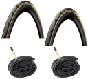 2 Dæk + 2 Slanger Continental Grand Prix 5000 700x25C Lyse dekksider 48mm Racer Ventil